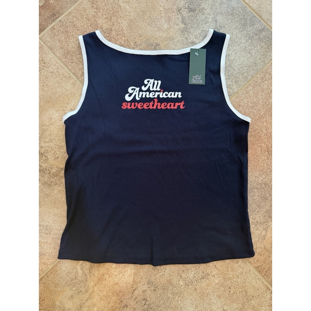 Women's Wild Fable Navy & White All American Sweetheart Rubbed Tank Top Size XXL